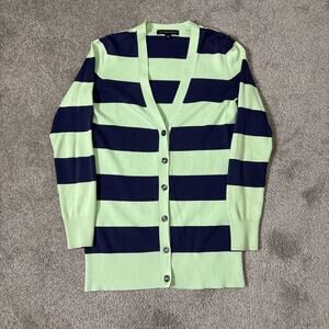 Brooks Brothers 346 Women Cardigan Sz Xs Sweater Green Blue Stripes